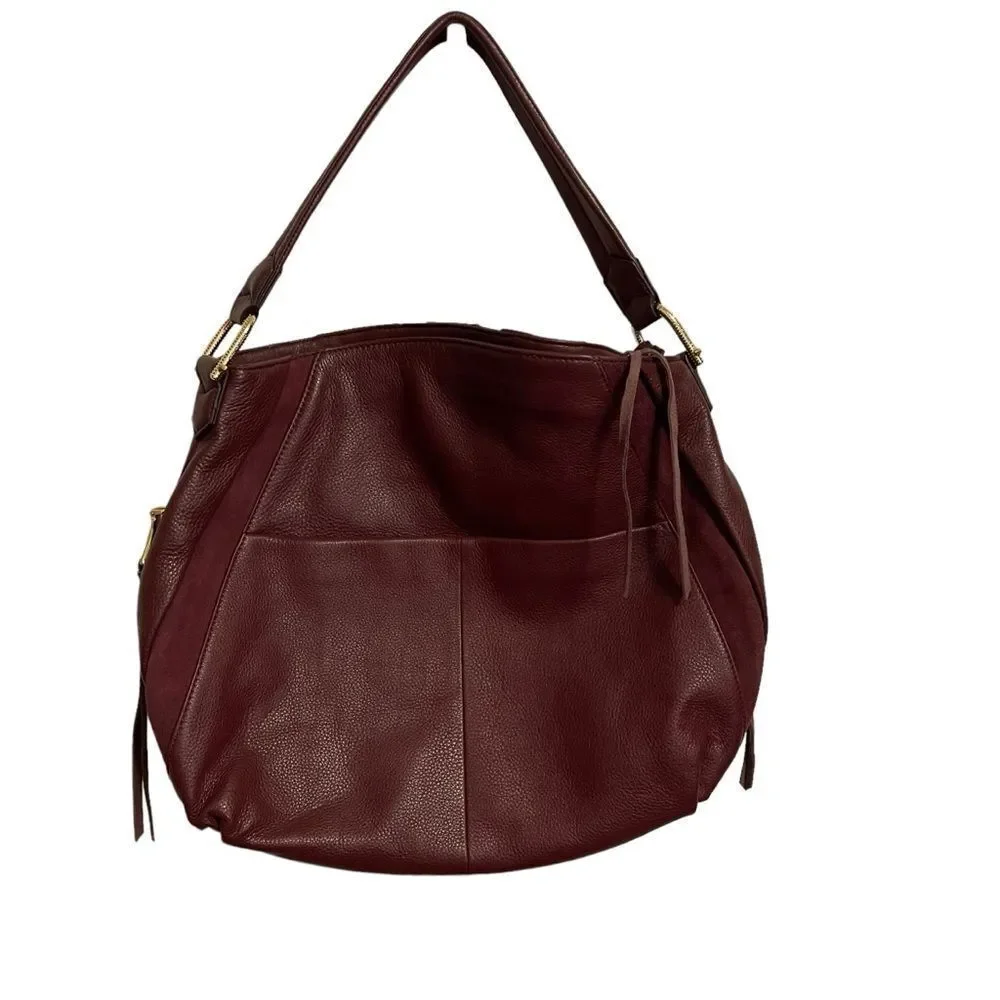 Aimee Kestenberg Tuscany Burgendy Pebble Leather Hobo Bag